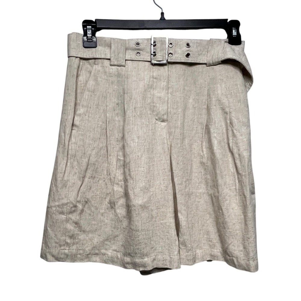 Simply Vera Vera Wang Womens Mid Rise Belted Linen Blend Shorts Vera Flax 6